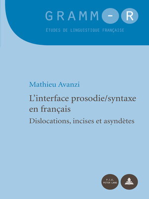 cover image of Linterface prosodie/syntaxe en français
